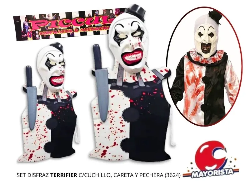 SET DISFRAZ TERRIFIER C/CUCHILLO, CARETA Y PECHERA (3624) PICCULI