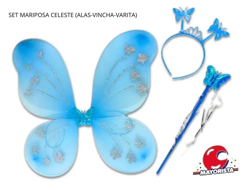 [1561] SET MARIPOSA CELESTE (ALAS-VINCHA-VARITA) YJ0409 - YJ IMPORT
