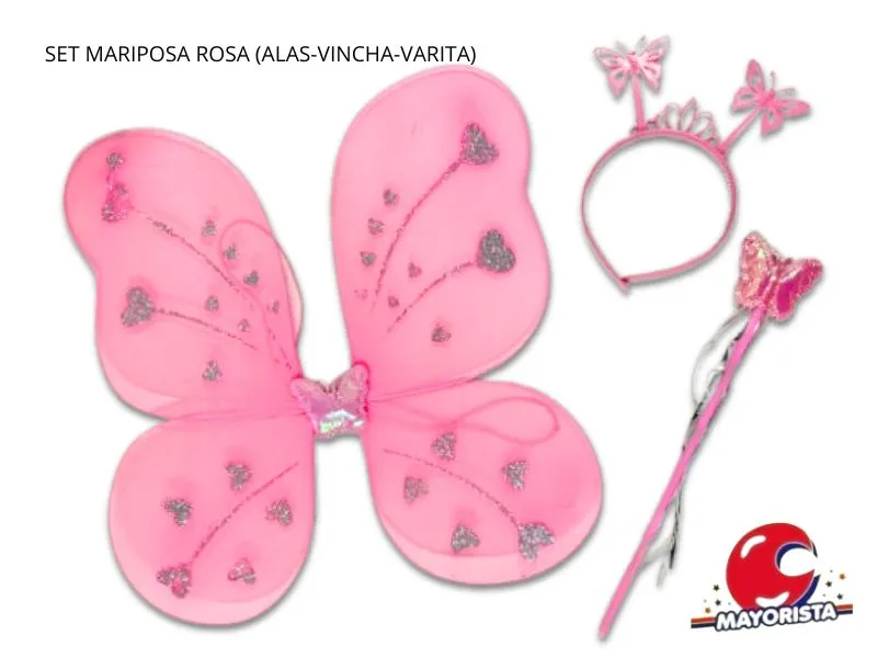 [1328] SET MARIPOSA ROSA (ALAS-VINCHA-VARITA) YJ0409 - YJ IMPORT