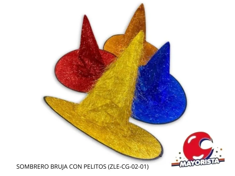 SOMBRERO BRUJA METALIZADO CON PELITOS (ZLE-CG-02-01) ERIK