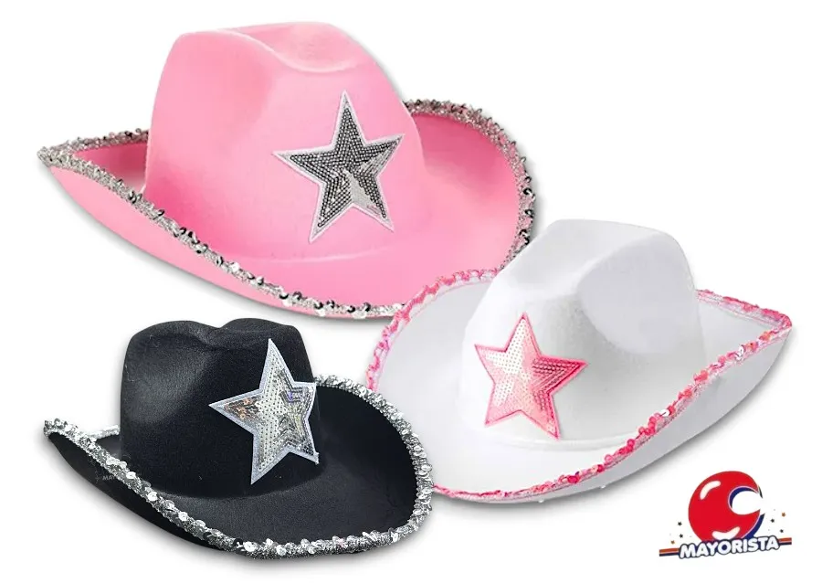 SOMBRERO COWBOY CON ESTRELLA Y PUNTILLAS (YJ0737) YJ IMPORT