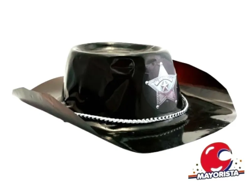 SOMBRERO PLASTICO SHERIFF MARRON/NEGRO (1403/1404) TRIGGER PACK
