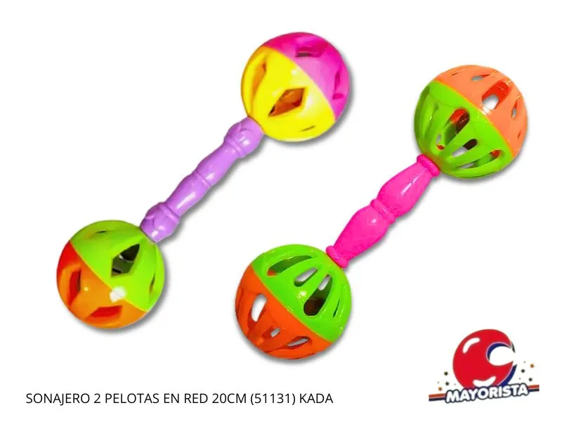 SONAJERO 2 PELOTAS EN RED 20CM (51131) KADA