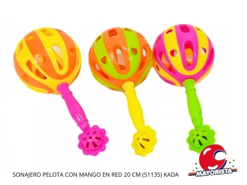SONAJERO PELOTA CON MANGO EN RED 20 CM (51135) KADA