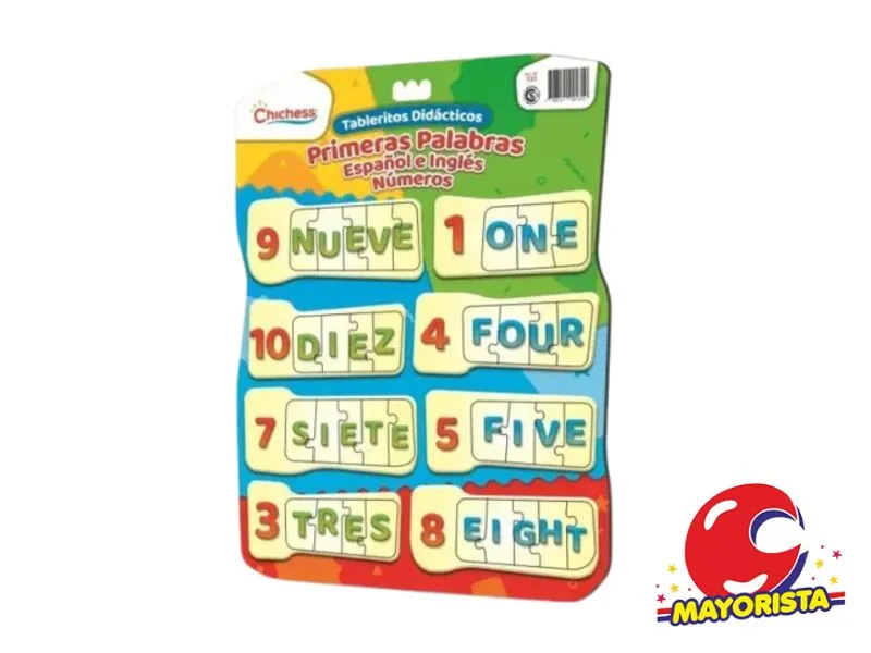 [7798141991310] TABLERITO DIDACTICO - ESPANOL E INGLES NUMEROS (131) CHICHESS