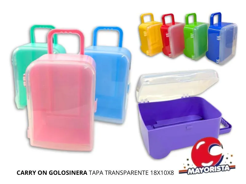 VALIJITA CARRY ON GOLOSINERA TAPA TRANSPARENTE 18X10X8 - PLAST