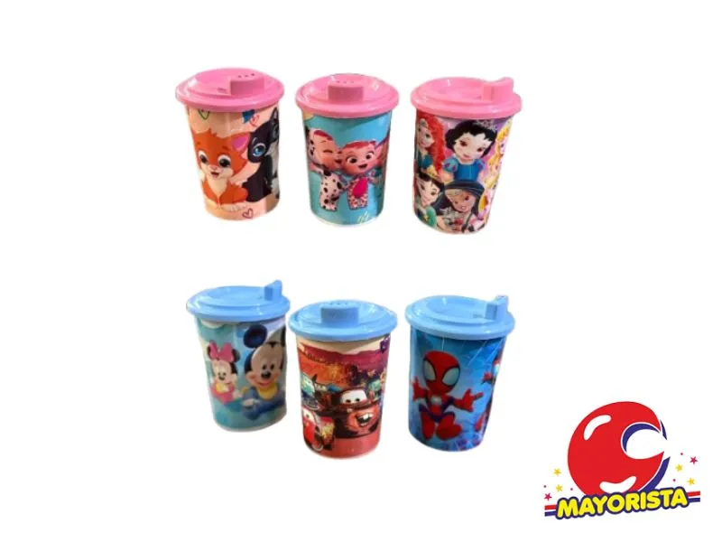 VASO PLASTICO TAPA CHUPITO PERSONAJES VARIOS (4528) STILO