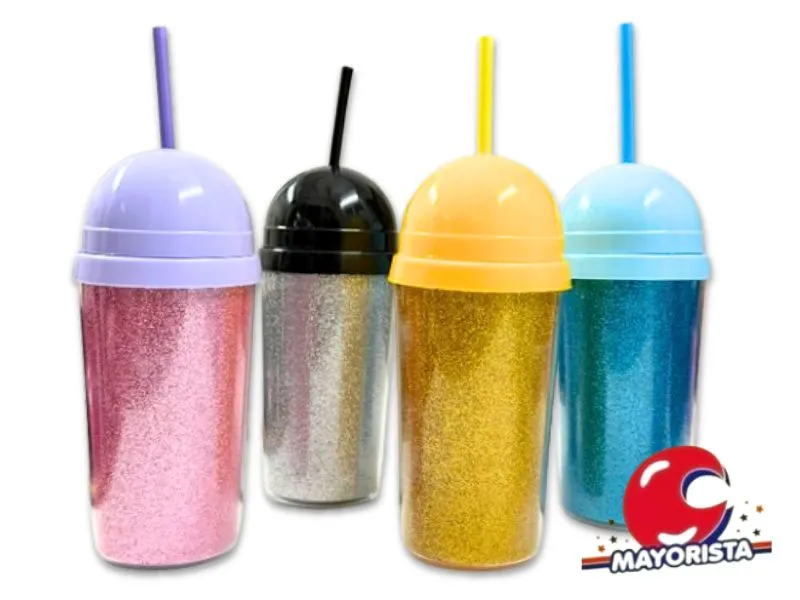 VASO TERMICO GLITER TAPA ESFERA Y SORBETE (10054) STILO