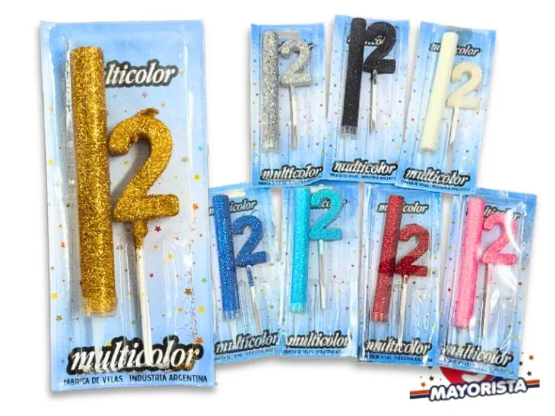 [9005] VELA MEDIANA 2 + BENGALA C/GIBRE BLISTER VARIOS COLORES - VELAS MULTICOLOR