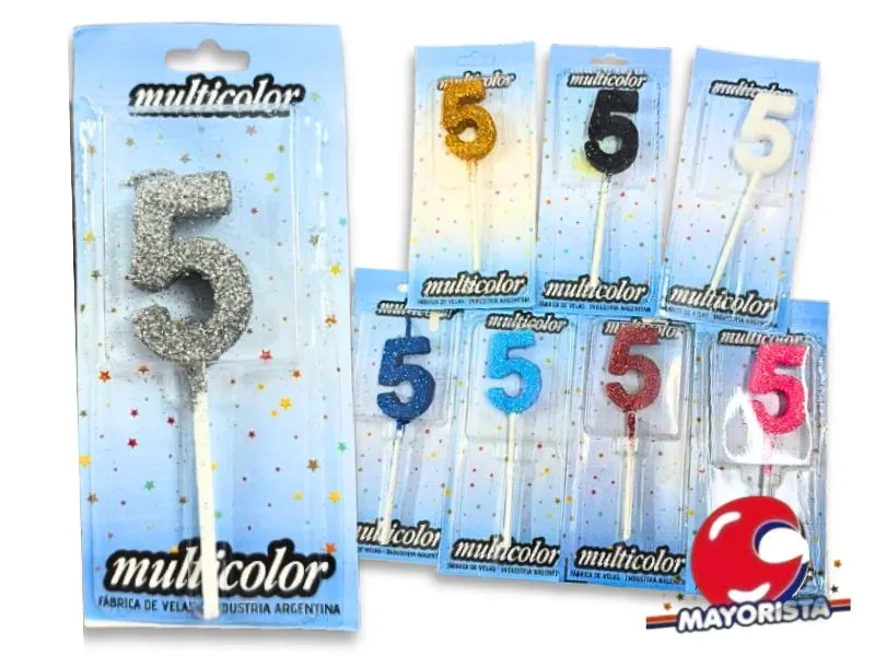 [9772] VELA MEDIANA C/GIBRE 5 BLISTER VARIOS COLORES - VELAS MULTICOLOR