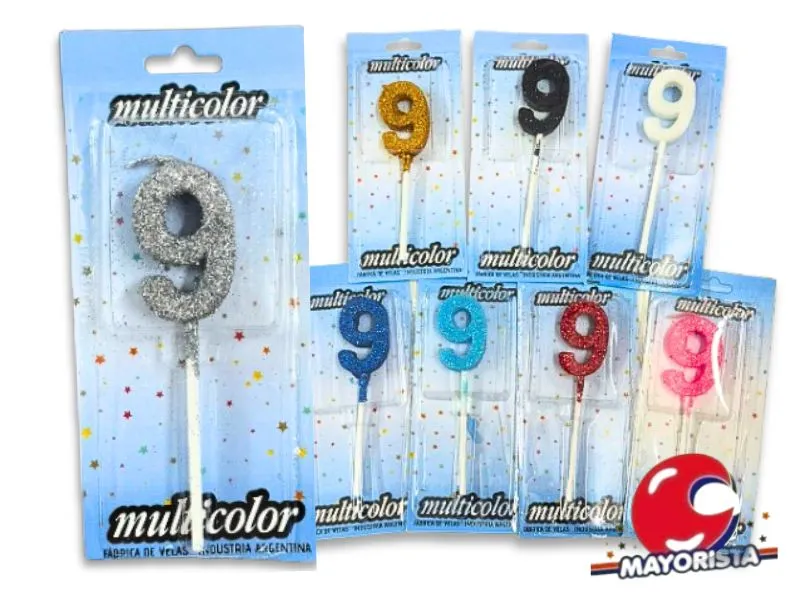 [5148] VELA MEDIANA C/GIBRE 9 BLISTER VARIOS COLORES - VELAS MULTICOLOR