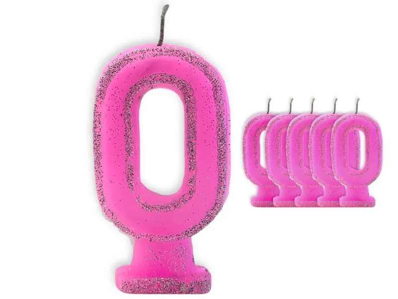[1402] VELA NUMEROTE 0 ROSA C/GIBRE X 1 (X10) - VELAS MULTICOLOR