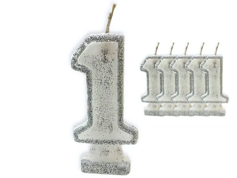 [1444] VELA NUMEROTE 1 BLANCA C/GIBRE X 1 (X10) - VELAS MULTICOLOR