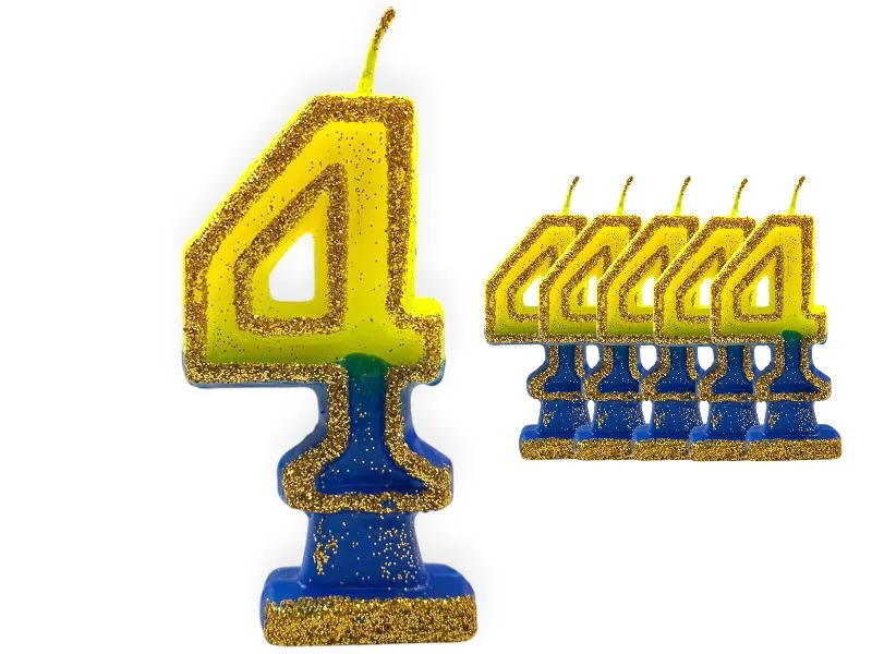 VELA NUMEROTE 4 BOCA C/GIBRE X 1 (X10) - VELAS MULTICOLOR