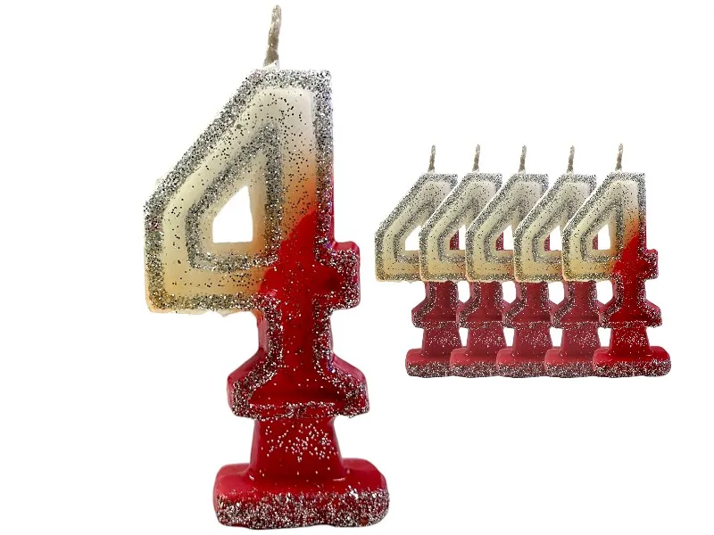 VELA NUMEROTE 4 RIVER C/GIBRE X 1 (X10) - VELAS MULTICOLOR