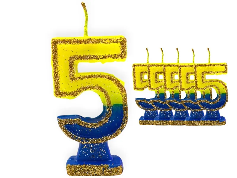 VELA NUMEROTE 5 BOCA C/GIBRE X 1 (X10) - VELAS MULTICOLOR