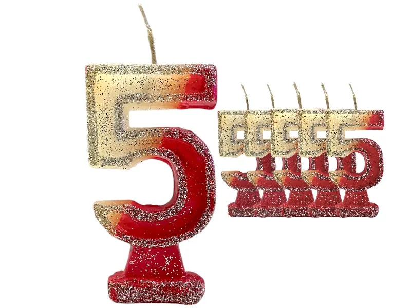 VELA NUMEROTE 5 RIVER C/GIBRE X 1 (X10) - VELAS MULTICOLOR