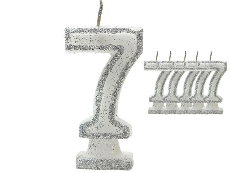 VELA NUMEROTE 7 BLANCA C/GIBRE X 1 (X10) - VELAS MULTICOLOR