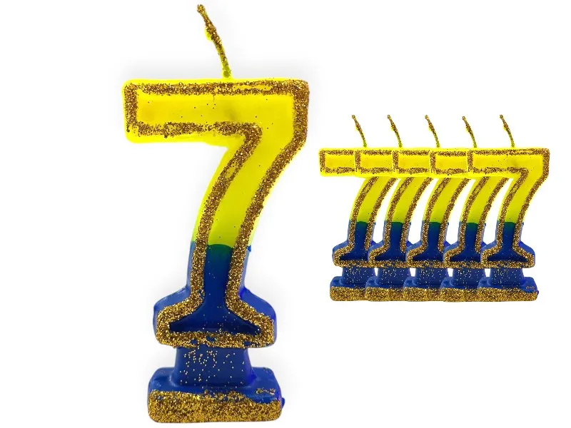 VELA NUMEROTE 7 BOCA C/GIBRE X 1 (X10) - VELAS MULTICOLOR