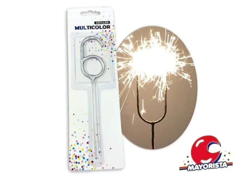 VELA SPARKLE N 6 PLATA OSCURO (13676) CADENACI