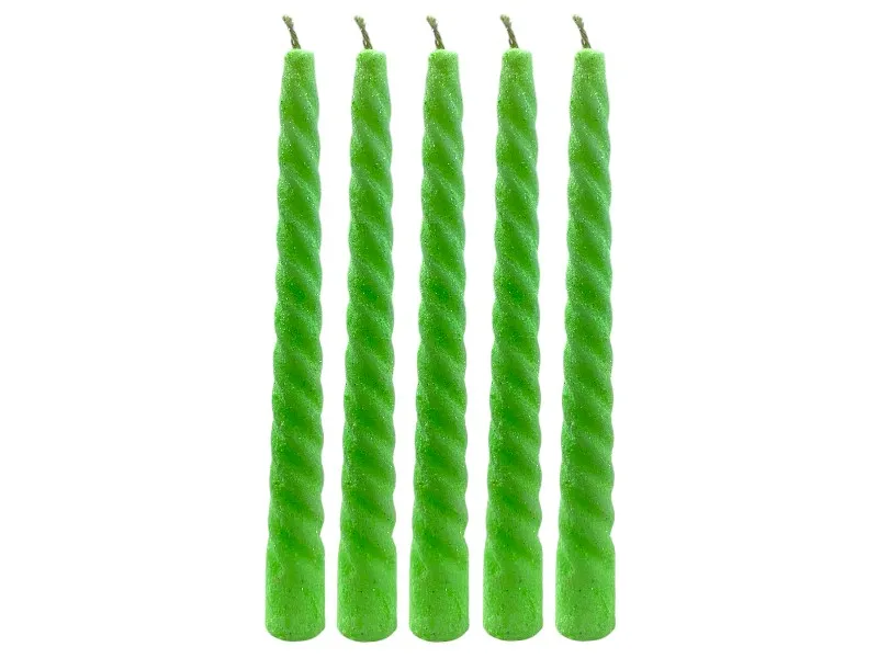 [1767] VELA TORNEADA C/BRILLO VERDE MANZANA X 10 - VELAS MULTICOLOR