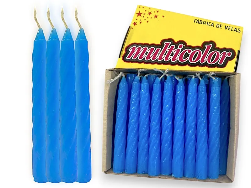 [8506] VELONCITO 9 CM COMUN X 1 CELESTE (X20) - VELAS MULTICOLOR