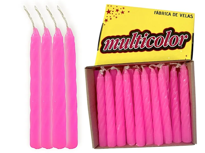 VELONCITO 9 CM COMUN X 1 ROSA (X20) - VELAS MULTICOLOR