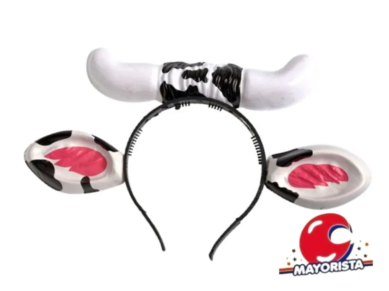 [371876050177] VINCHA PLASTICA OREJAS Y CUERNOS VACA (5017) TRIGGER PACK