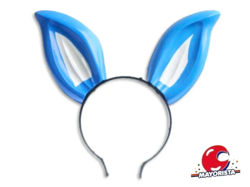 VINCHA PLASTICA OREJAS CONEJO CELESTE (5010C) TRIGGER PACK