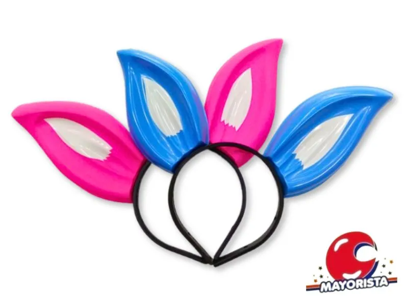 [11074] VINCHA PLASTICA X 1 CONEJO CELESTE/ROSA (V127-V128) HERRERA