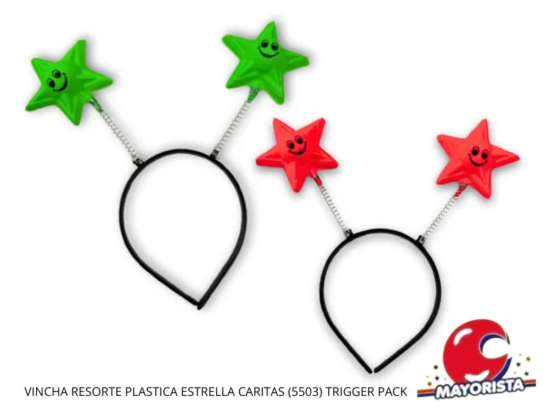 [371876055035] VINCHA RESORTE PLASTICA ESTRELLA CARITAS (5503) TRIGGER PACK