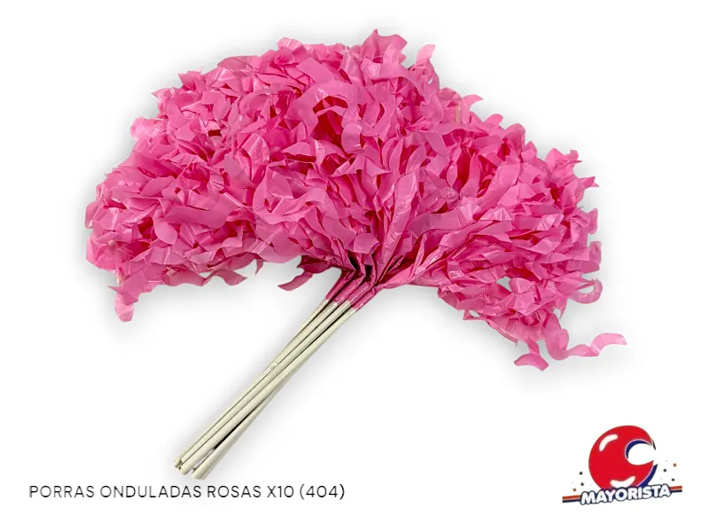 PORRAS ONDULADAS ROSAS X10 (404) COTILLON NACIONAL