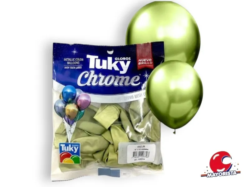[7790391426703] GLOBOS CHROME 10 X 12 VERDE LIMA - TUKY