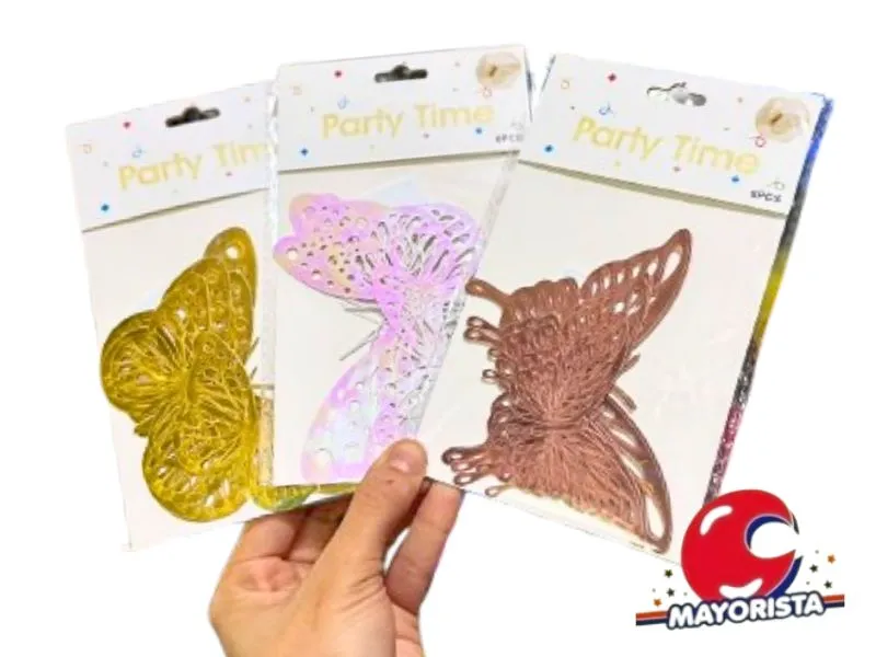 [6982023026882] MARIPOSAS CALADAS X 6 METALIZADAS VS COLORES AULANI (MD459-161) CHG