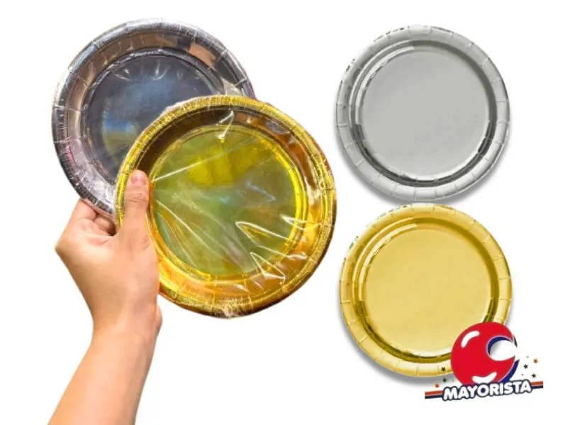PLATOS METALIZADOS X 10 PLATA/DORADO (Y1582-CR2066A) CHG
