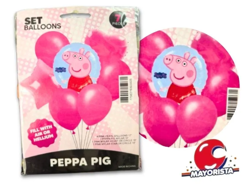 SET DE GLOBOS 7 PCS PEPPA PIG - ARDITEX