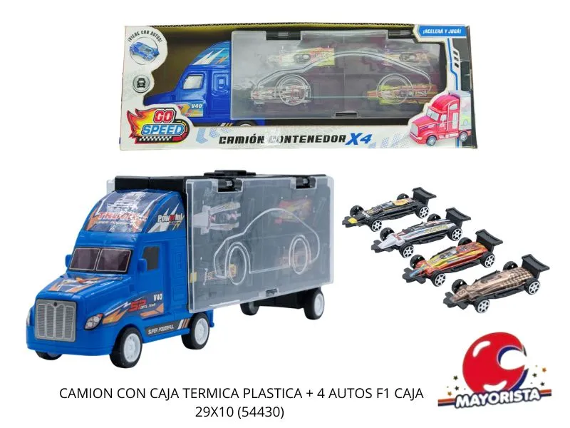 [7450077120065] CAMION CON CAJA TERMICA PLASTICA + 4 AUTOS F1 CAJA 29X10 (54430) KADA