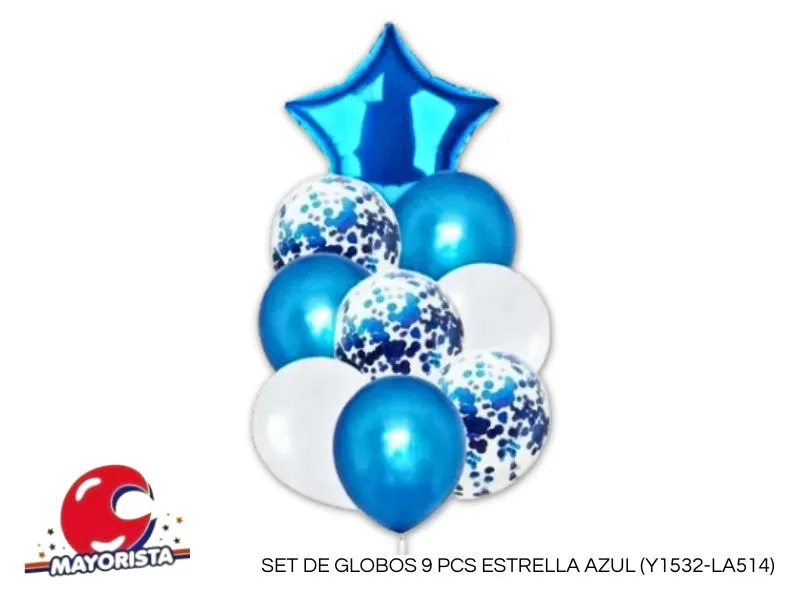 SET DE GLOBOS 9 PCS ESTRELLA AZUL (Y1532-LA514) CHG