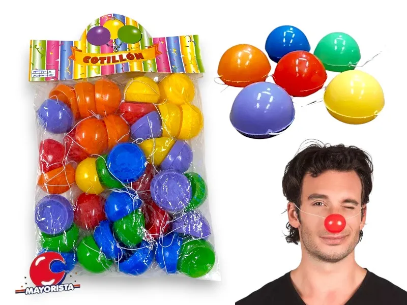 NARIZ DE PAYASO X 36 PLASTICA MULTICOLOR - COTILLON GARAVANO