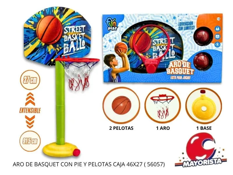 [7453077236859] ARO DE BASQUET CON PIE Y PELOTAS CAJA 46X27 (56057) KADA