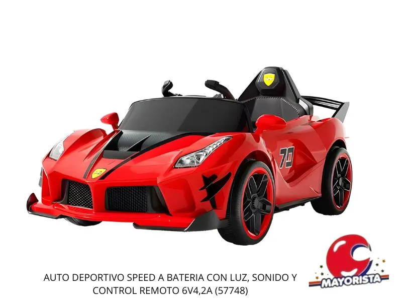 AUTO DEPORTIVO SPEED A BATERIA CON LUZ, SONIDO Y CONTROL REMOTO 6V4,2A (57748) KADA