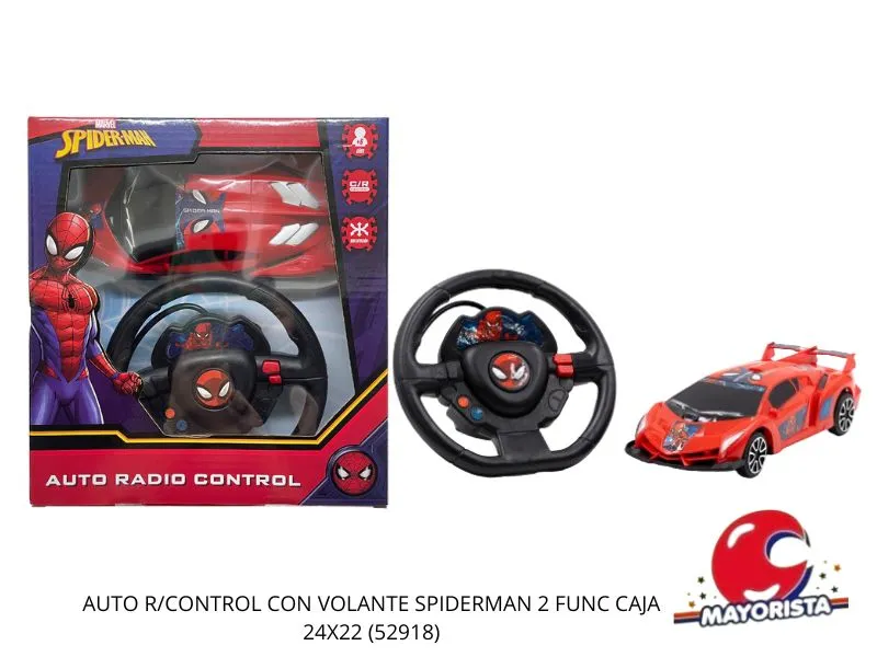 AUTO R/CONTROL CON VOLANTE SPIDERMAN 2 FUNC CAJA 24X22 (52918) KADA