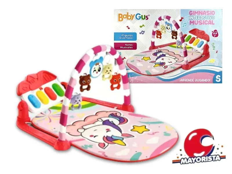GIMNASIO INTERACTIVO MUSICAL C/PIANO BABYGUS CAJA ROSA 74X56 (55059) KADA