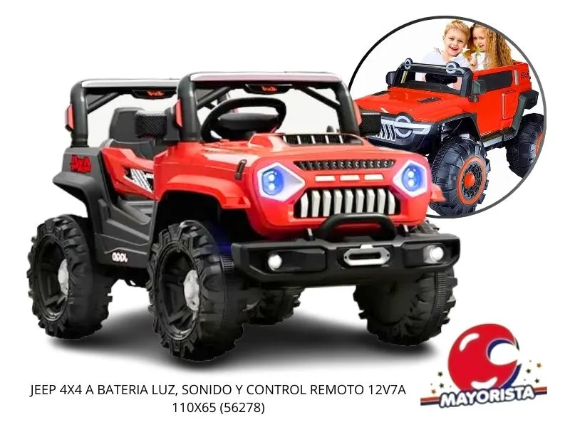 [7450077115757] JEEP 4X4 A BATERIA LUZ, SONIDO Y CONTROL REMOTO 12V7A 110X65 (56278) KADA
