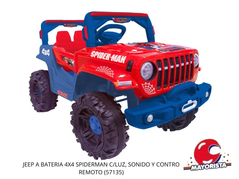 [7450077128177] JEEP A BATERIA 4X4 SPIDERMAN C/LUZ, SONIDO Y CONTRO REMOTO (57135) KADA