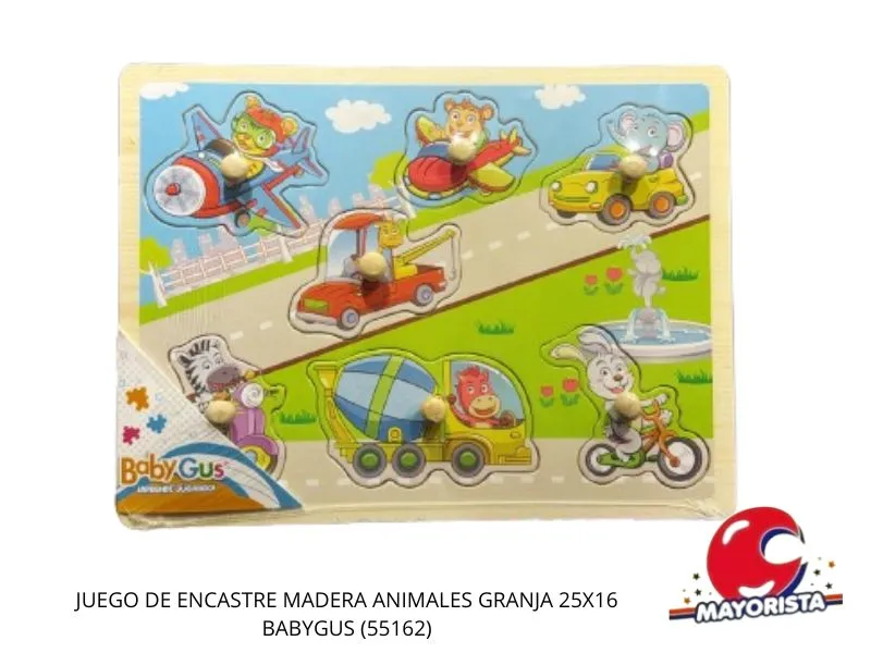 JUEGO DE ENCASTRE MADERA ANIMALES GRANJA 25X16 BABYGUS (55162) KADA