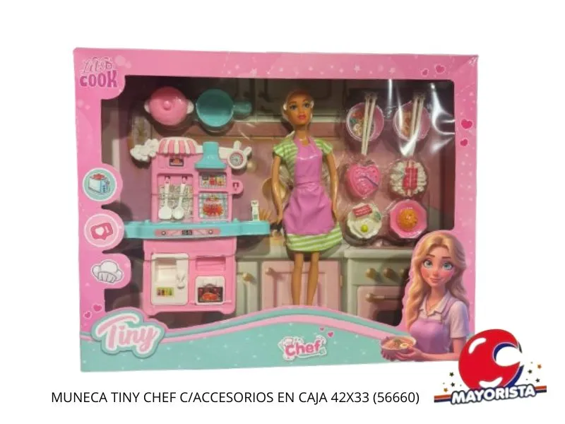 MUNECA TINY CHEF C/ACCESORIOS EN CAJA 42X33 (56660) KADA