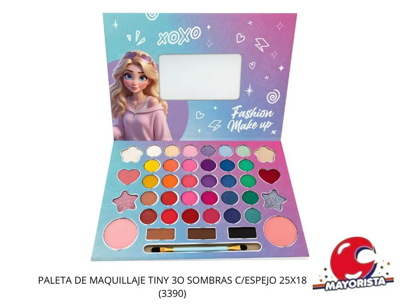 [7450077062990] PALETA DE MAQUILLAJE TINY 3O SOMBRAS C/ESPEJO 25X18 (3390) KADA