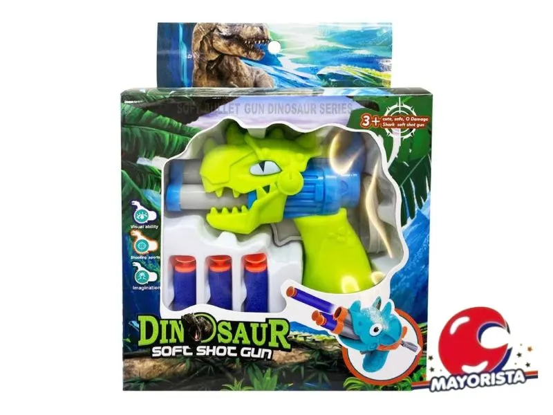 PISTOLA LANZA DARDOS DINOSAURIO CAJA 23X18 (54483) KADA
