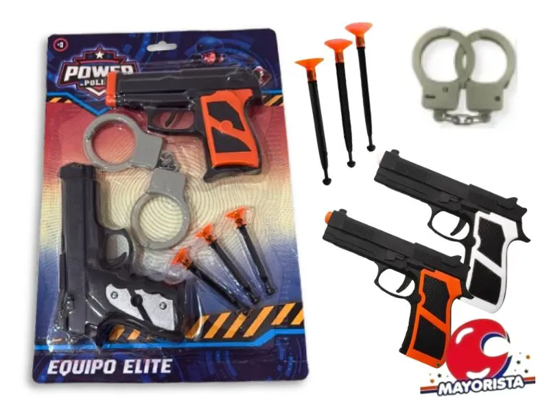SET POLICIA 2 PISTOLAS Y 4 ACCESORIOS BLISTER 31X22 (52571) KADA
